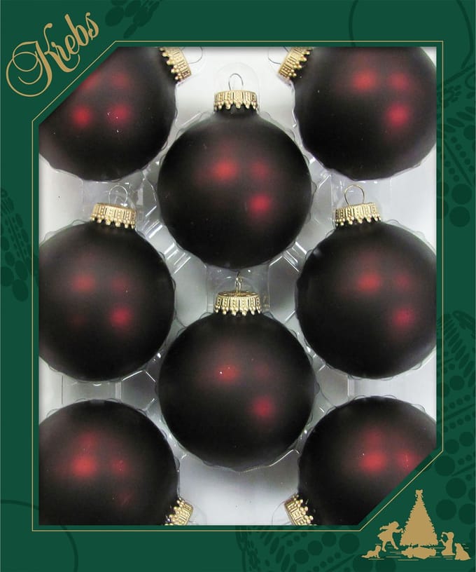 Krebs Kerstballen - 8x - 7 cm - donkerrood - glas - kerstboomversiering