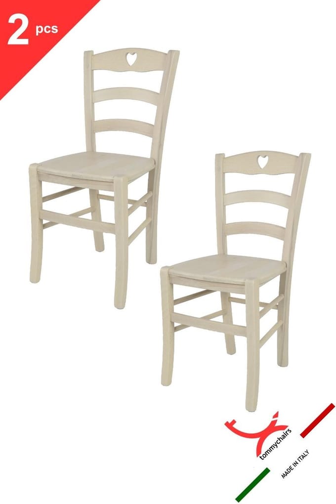 Tommychairs Cuore - Eetkamerstoelen - Set van 2 - Wit - Hout