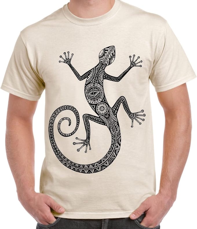 Groot Reptiel Ontwerp T-Shirt Heren - Oversized Hagedis Tatoeage Print