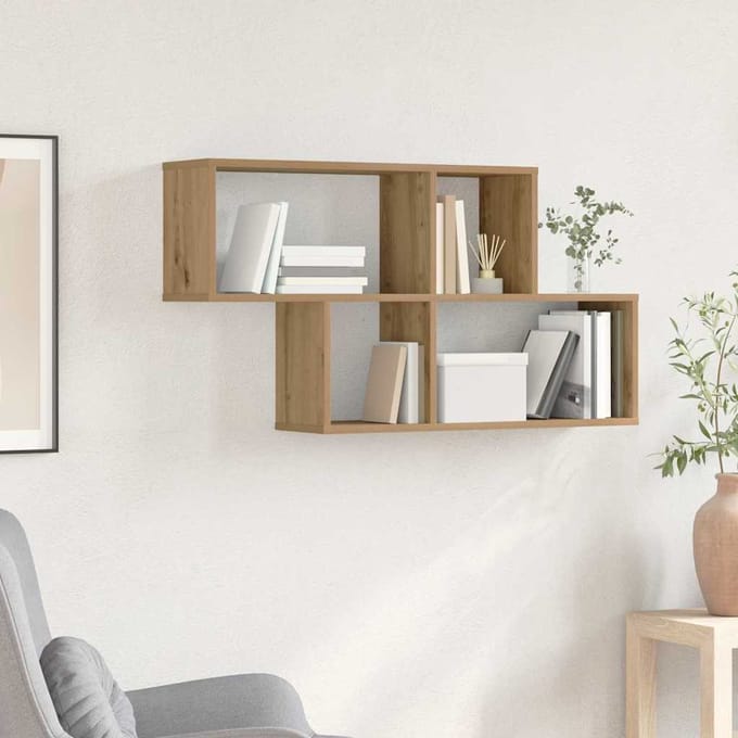 vidaXL Wandplank met plank Wandgemonteerd Bruin Bewerkt hout