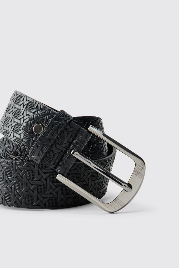 Pu Riem Met Reliëf Textuur | Black | Size Small