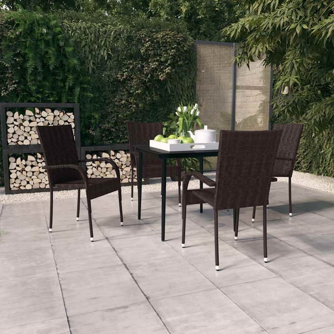 vidaXL - 5-delige - Tuinset - bruin - en - zwart