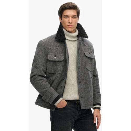 Superdry The Merchant Store-wollen Chore jas Donkergrijs Grootte: S