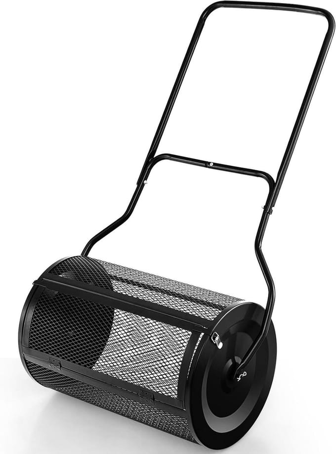 Compoststrooier - Meststrooier Tuinstrooier - Gazon Bemesten - Gelijkmatige Verdeling - 80 Liter - Zwart