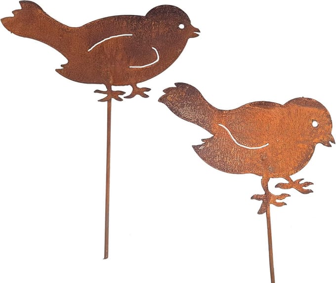 Set van 2 decoratieve tuinstekers vogels met patina afwerking