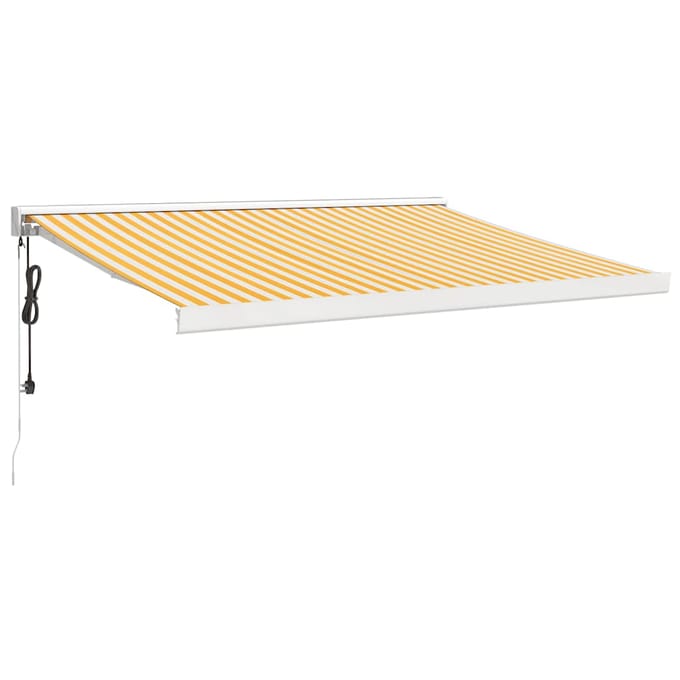 vidaXL - Luifel - uittrekbaar - 3,5x2,5 - m - stof - en - aluminium - geel - en - wit