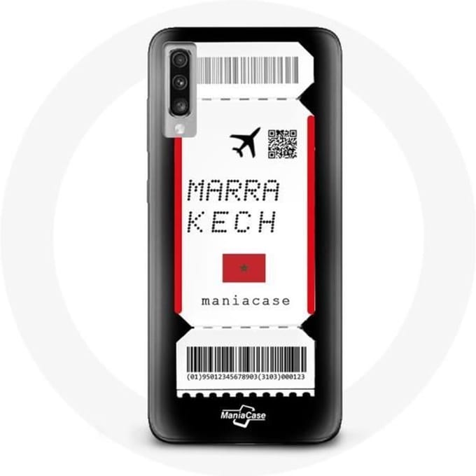 Coque pour Samsung Galaxy A70 Billet d'avion Marrakech Maroc