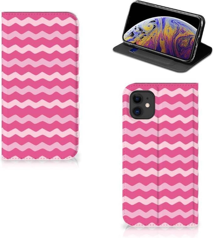 Apple iPhone 11 Hoesje met Magneet Waves Pink