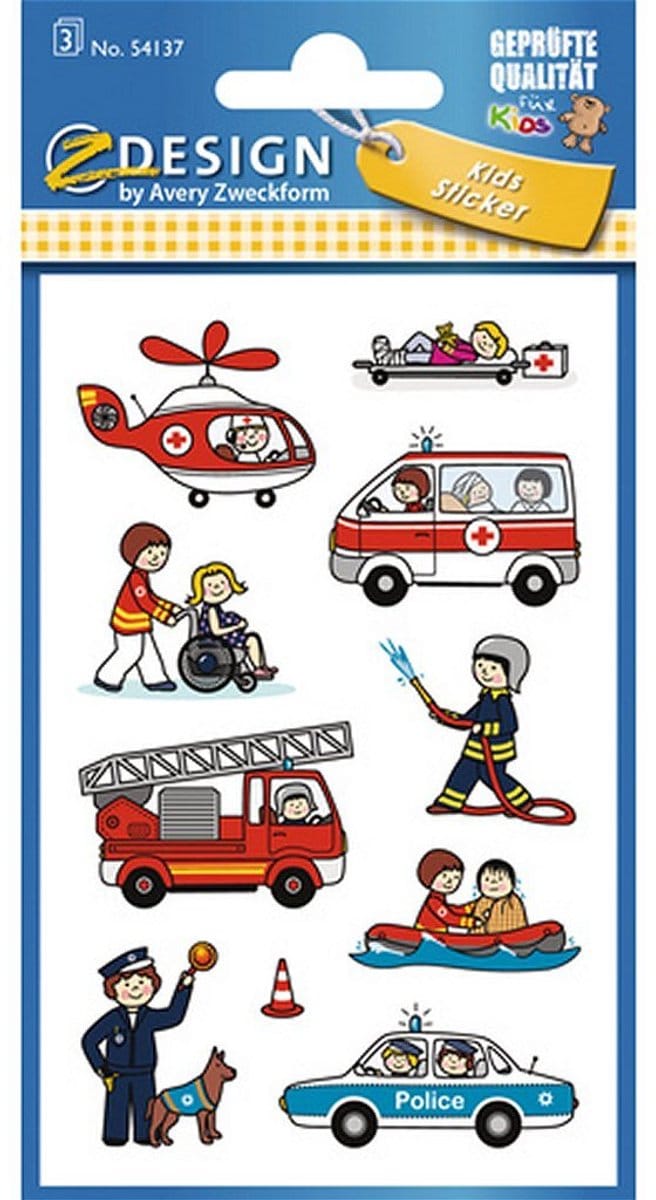 Avery papieretiket Z-design Kids pakje a 3 vel brandweer/politie