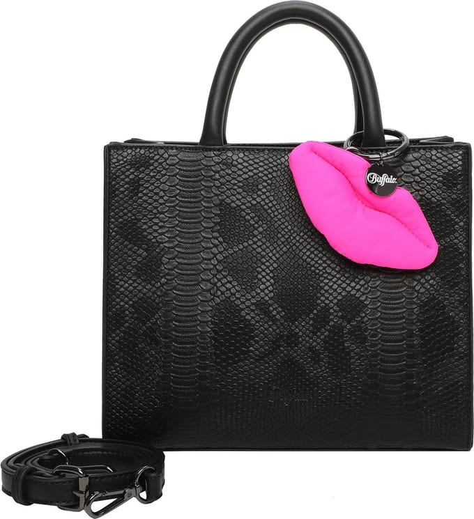 BUFFALO Handtas Schoudertas Scaled Snake Big Boxy Collection Shopper Black Zwart