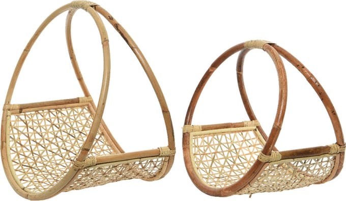 Meubels - Set A 2 Magazine Rack Rattan Round Natural D50/40 H50/40cm