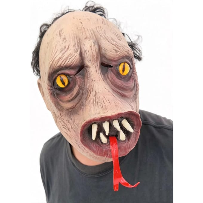 Masque d'horreur monstre langue tirée One size fits all adults beige