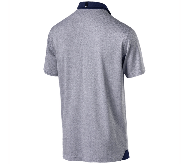 Puma Diamond Jaquard Grijs/Navy Performance Fit Heren Golf Poloshirt 576125 01