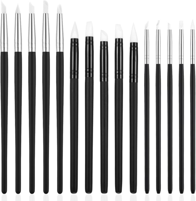 15 Pcs Silicone Brushes Set voor Schilderen op Nummer, Modeling Tool en Rubber Clay Gereedschap voor Creatieve DIY Projecten