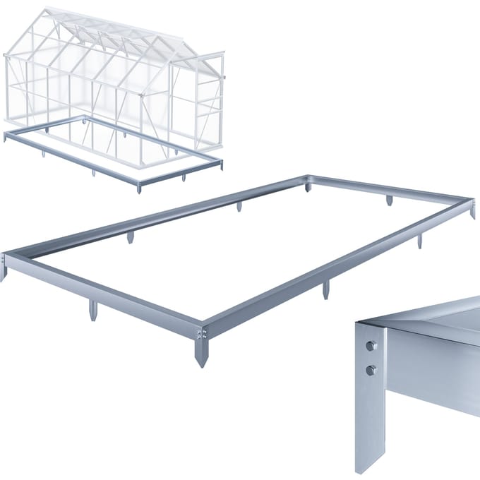 Gardebruk Stalen Fundering - Kweekkas 380x190x12cm Gegalvaniseerd - Grijs