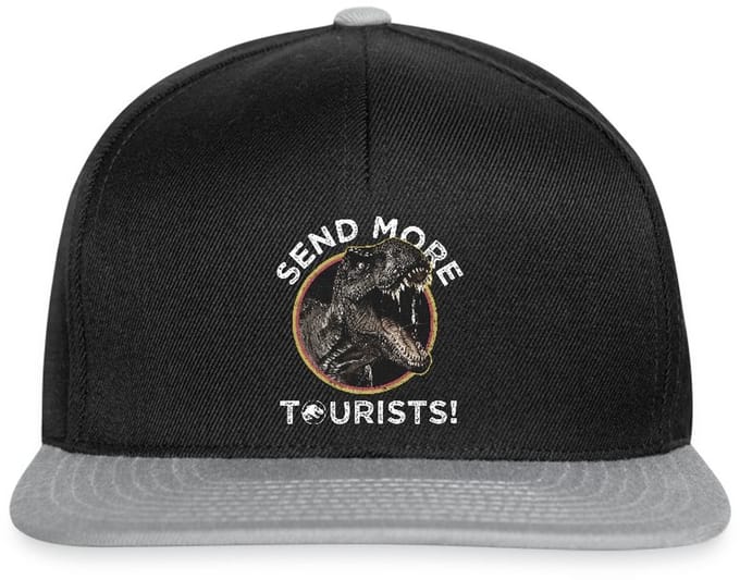 Jurassic Park T-Rex Send More Tourists! Snapback cap
