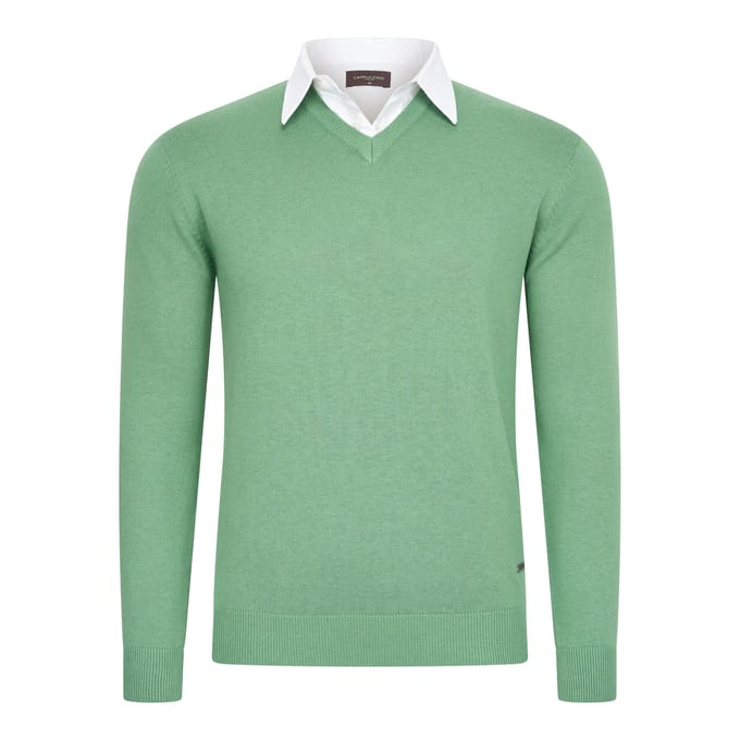 Cappuccino Italia - Heren Trui Pullover Mock - Groen - Maat M