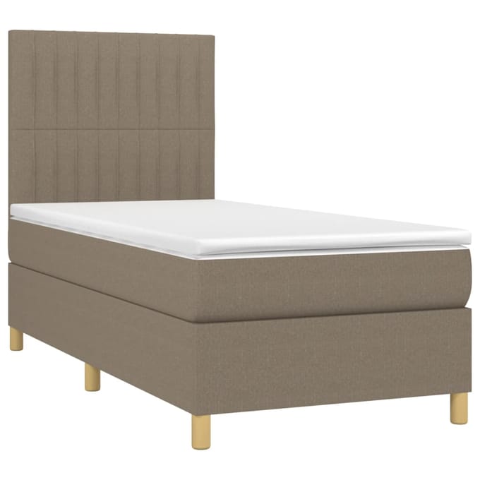 vidaXL - Boxspring - met - matras - en - LED - stof - taupe - 80x200 - cm