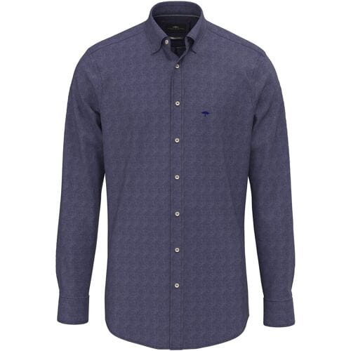 Fynch-Hatton Overhemd Denim Shirt Fine Pattern Kent Navy / male