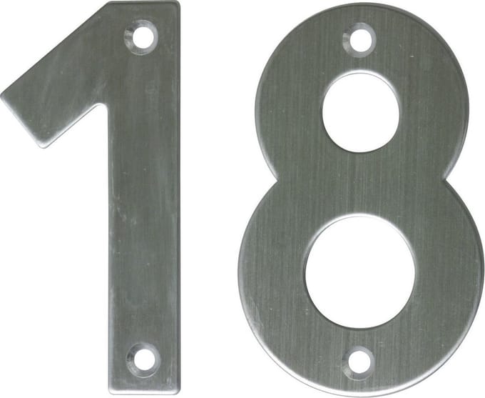 AMIG Huisnummer 18 - massief Inox RVS - 10cm - incl. bijpassende schroeven - zilver