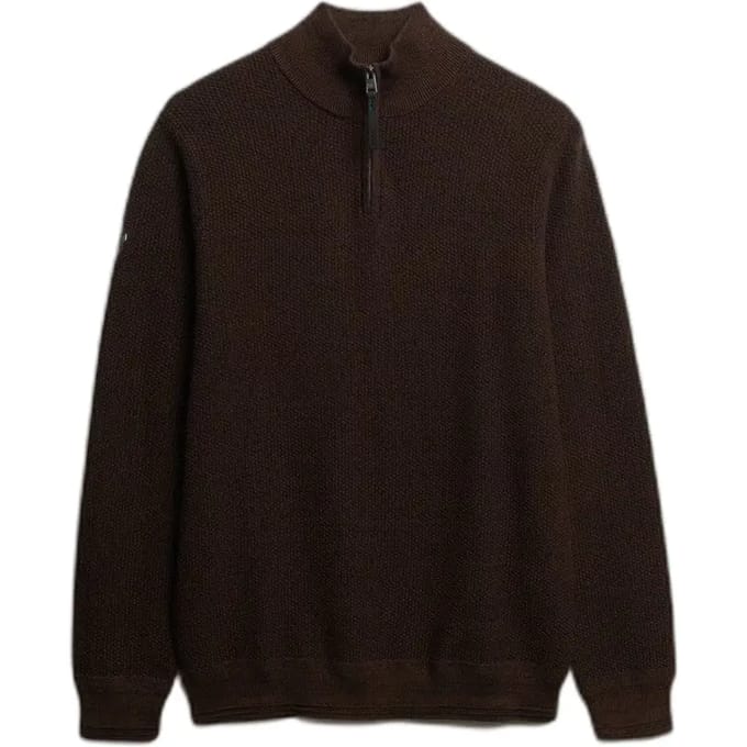 Superdry Cotton Texture Henley Half Zip Sweater Heren - Maat L