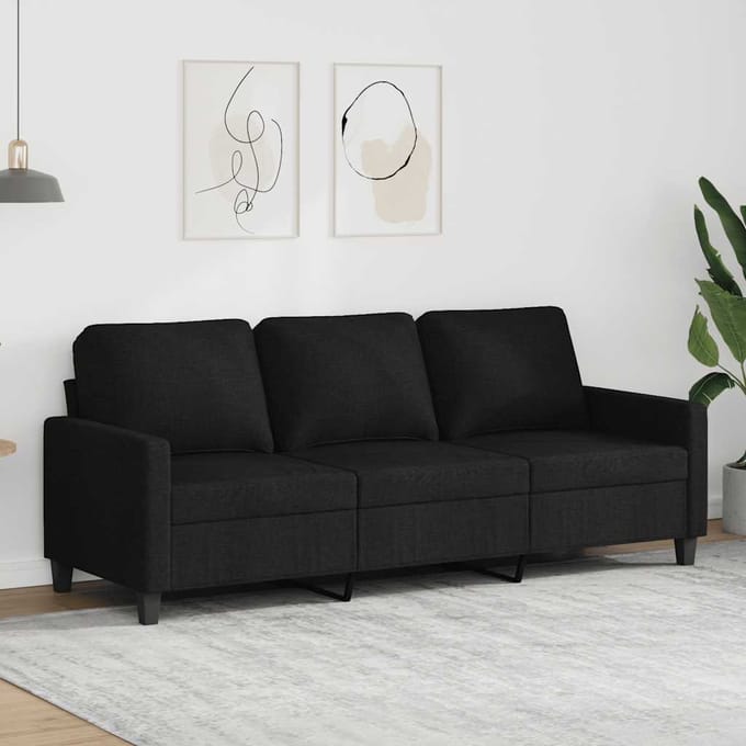 vidaXL - Driezitsbank - 180 - cm - stof - zwart