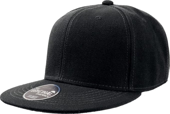 Atlantis Kinderen/Kinderen Flat Visor 6 Panel Snap Back Cap (Zwart)