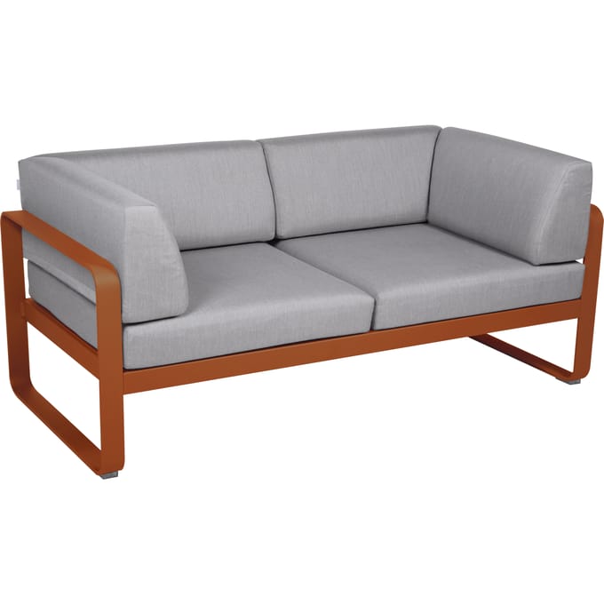 Fermob BELLEVIE club sofa 2 zits - E2 gekonfijte sinaasappel - 79 Flanelgrijs
