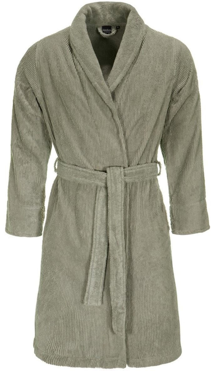Linolux Home Stripes Unisex badstof badjas - Grijs Groen - XL