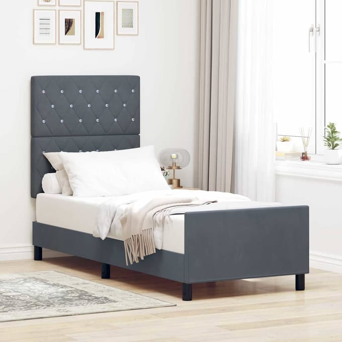 vidaXL - Boxspring - bed - met - hoofdeinde - Donkergrijs - 80 - x - 200 - cm - Fluweel