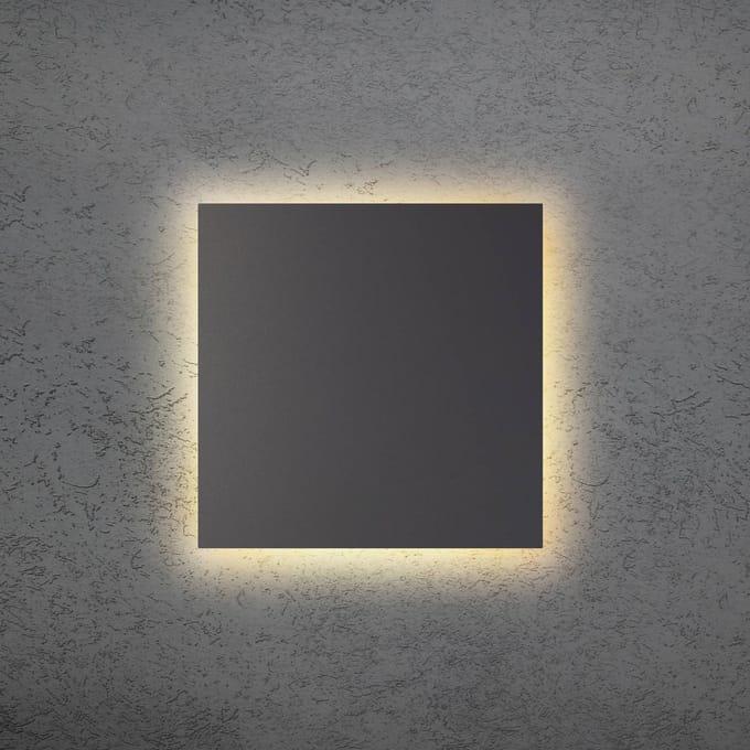 Escale LED wandlamp BLADE Q, antraciet, 34 x 34 cm, metaal, dimbaar
