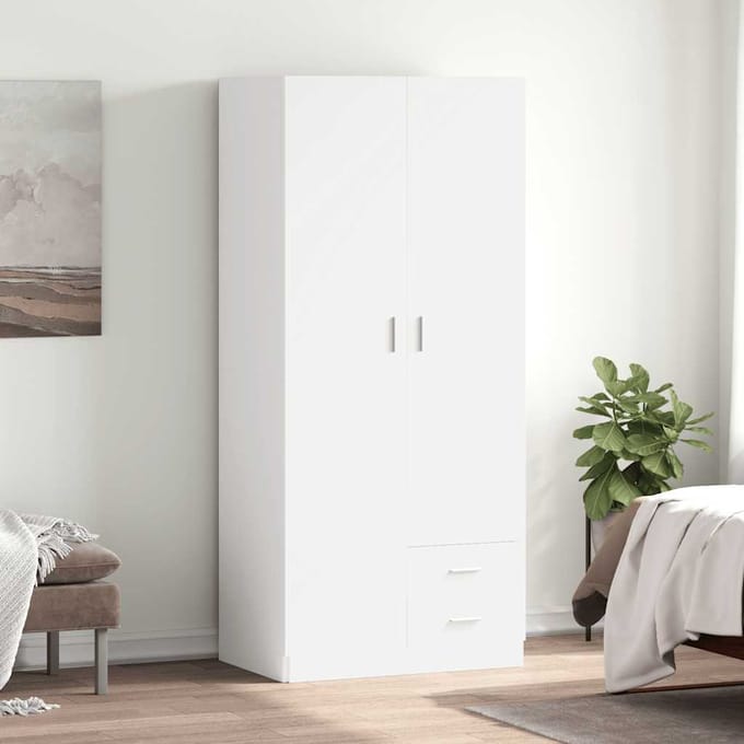vidaXL - Kledingkast - 80x52x180 - cm - bewerkt - hout - wit