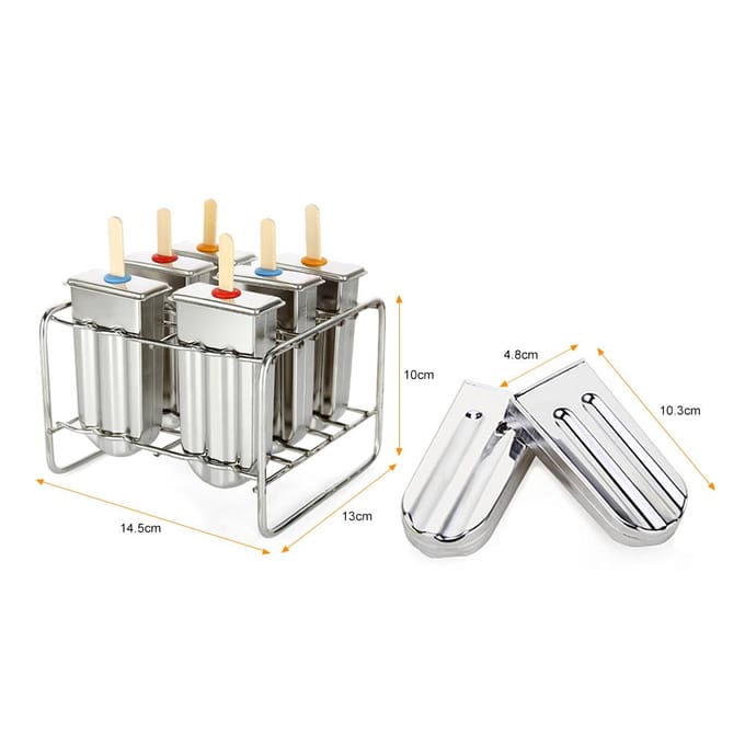 Moule à glace en acier inoxydable avec support pour bâtonnets. white