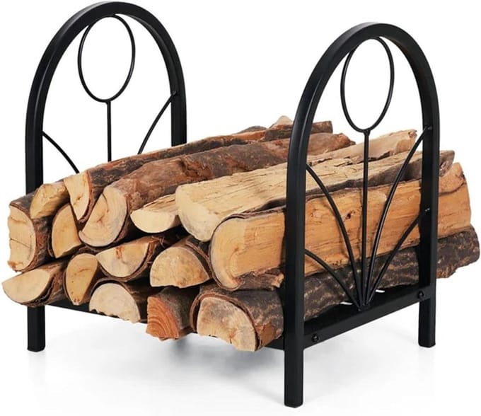 Haardhoutrek - Houtopslag - Open Haard - Smeedijzeren Constructie - 40cm - Zwart