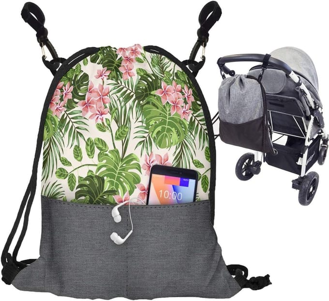 Kinderwagen Organizer - Buggy Tas - Onderweg Spullen - Universele Bevestiging - 46x35 cm - Palm 3