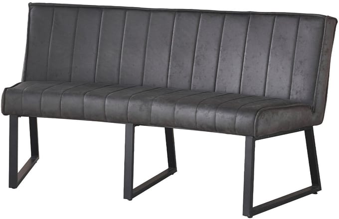 Eetkamerbank Menzo ovaal 160cm zwart microvezel ovale eetbank