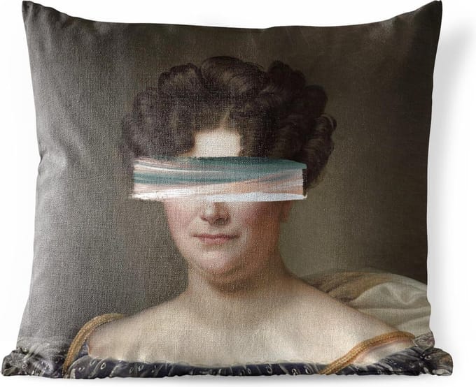 Sierkussen Buiten - Kunst - Vrouw - Verf - 60x60 cm - Weerbestendig