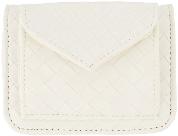Zusss Pashouder Gevlochten 100% PU Leer Off White
