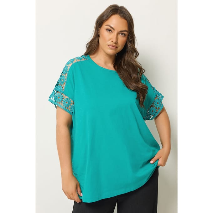 Yours Roze Gehaakt Tshirt Met Gehaakte Mouwen Size 42