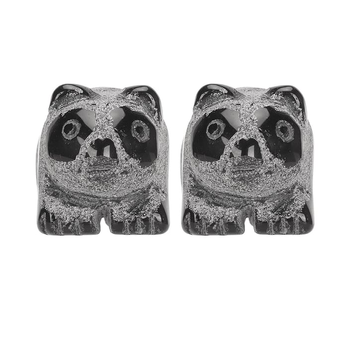 2 stuks Panda Beeld Obsidiaan Mat Schattig Mini Ingenieus Handgemaakt Panda Beeld Decoratie voor gray