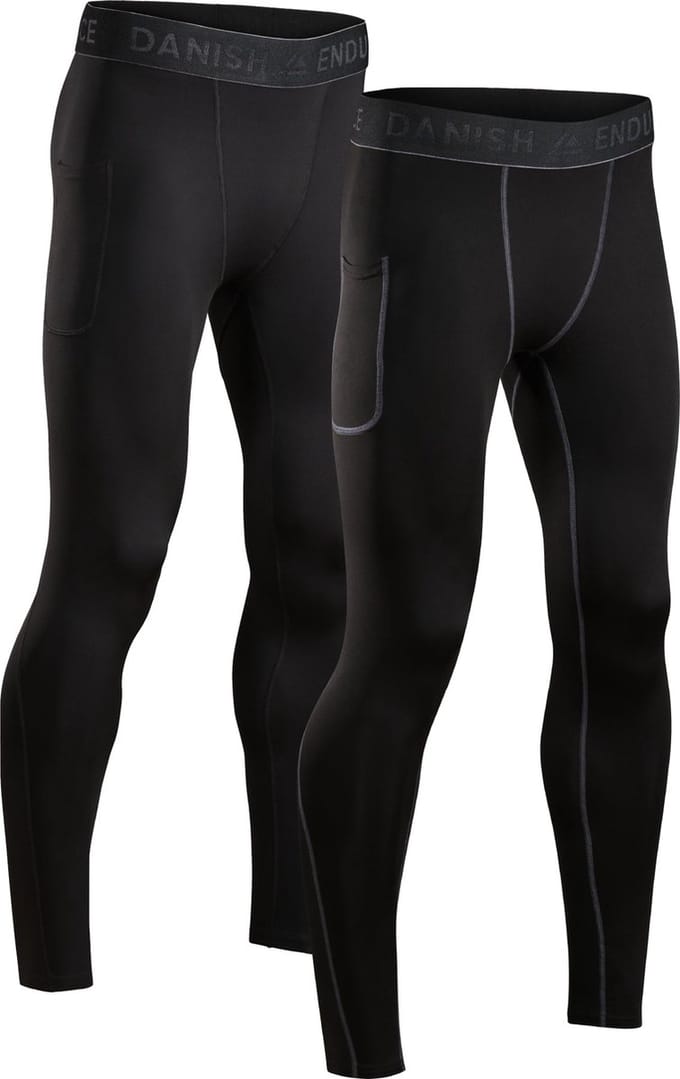 DANISH ENDURANCE Compressiebroeken - Sneldrogende Anti-Schurende Hardloopbroeken - Heren - 2 Paar - M