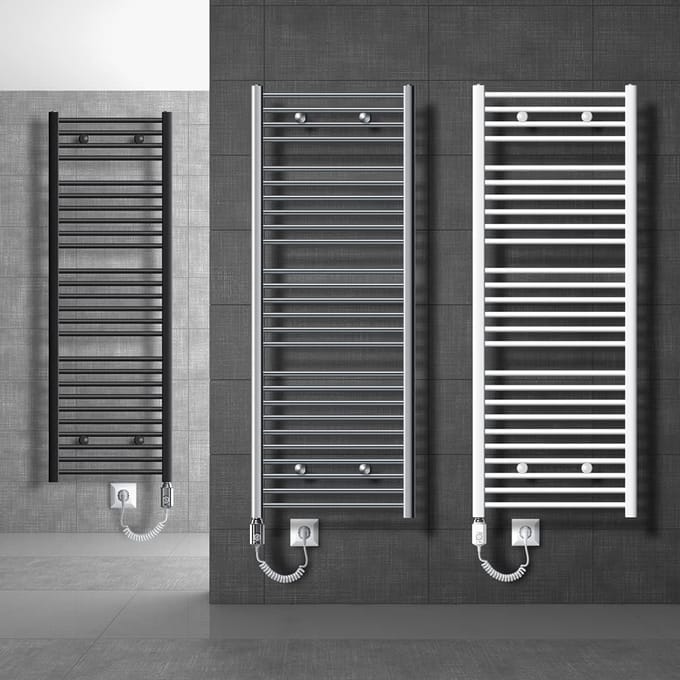 Elektrische Badkamerradiator Wit Gebogen 500x800mm met Verwarmingselement 300W