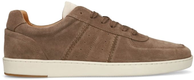 Manfield - Heren - Taupe suède sneakers - Maat 41