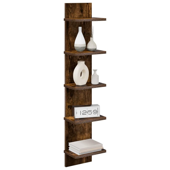 vidaXL - Wandplank - Gerookt - eiken - 22 - x - 15 - x - 100 - cm - Bewerkt - hout