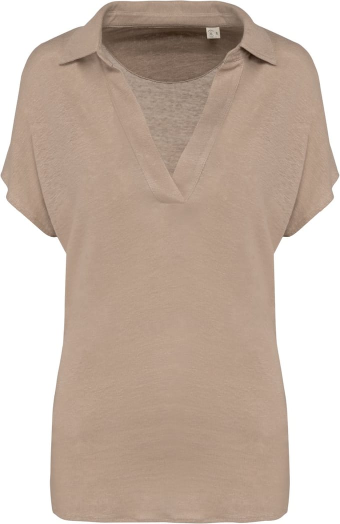 Spasso Linnen damespolo SP221 - Wet Sand - M