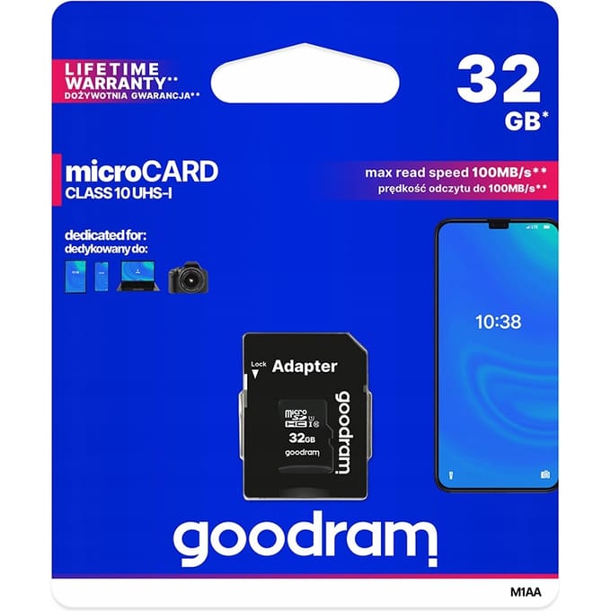 GOODRAM 32GB Micro SDHC-geheugenkaart + SD-adapter
