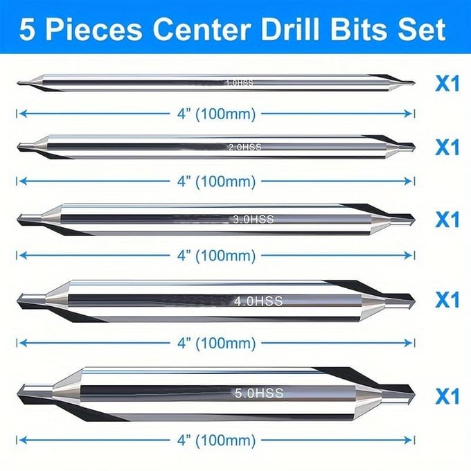 5 stuks/7 stuks Centerboor Set 60 Graden Hoek Centerboor Kit Draaibank Metaalbewerking Stomp Gereedschap 7PCS