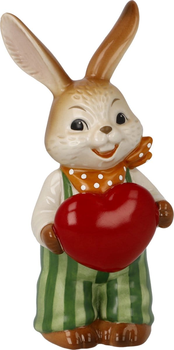 Goebel - Pasen | Decoratief beeld / figuur Haas Uit het hart | Aardewerk - 12cm - Paashaas