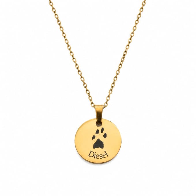 Ketting met Pootafdruk en Naam Goud