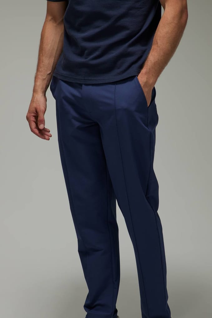Heren Actieve Tapered Fit Golfbroek Met Pintuck | Navy | Size Medium